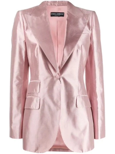 Shop Dolce & Gabbana Tailored Satin Blazer In Pink