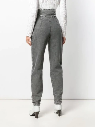 ALBERTA FERRETTI STUD EMBELLISHED TAPERED JEANS - 灰色