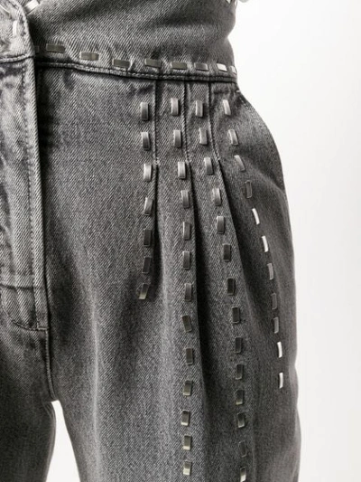 Shop Alberta Ferretti Stud Embellished Tapered Jeans In Grey
