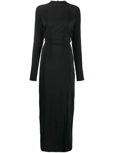Shop Erika Cavallini Long Silk Dress In Black