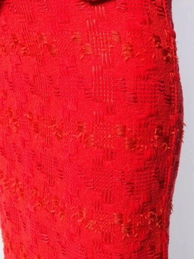 Shop Ermanno Scervino Fringed Pencil Skirt In Red