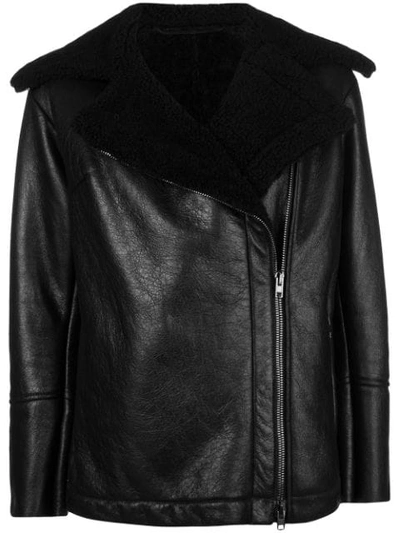 Shop Salvatore Santoro Shearling Collar Jacket - Black