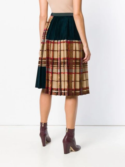 Shop Sacai Pleated Tartan Skirt In Neutrals