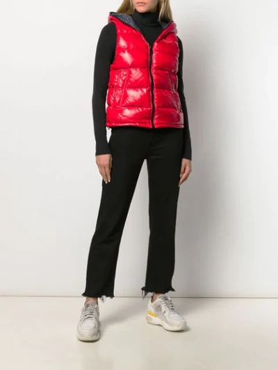 Shop Duvetica Quilted Zip-up Gilet In Red