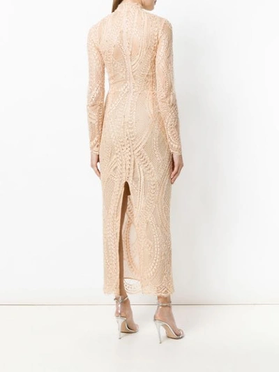 Shop Alessandra Rich Fitted Lace Gown In Neutrals