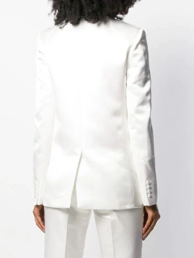 Shop Helmut Lang Two-button Satin Blazer In White
