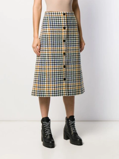 Shop Mcq By Alexander Mcqueen Houndstooth Skirt In Neutrals