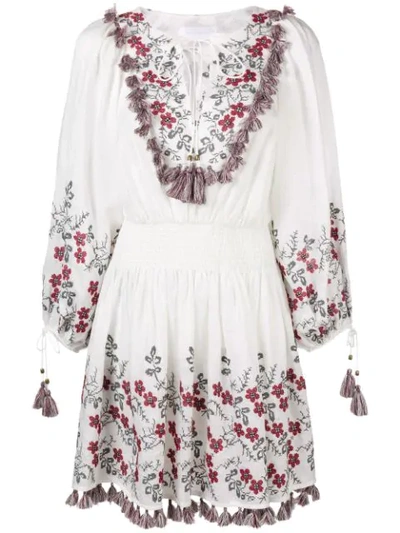 Shop Zimmermann Flower Embroidered Flared Dress - White