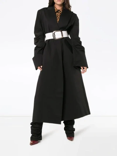 Shop Aleksandre Akhalkatsishvili Ruched Sleeve Cotton Trench In Black