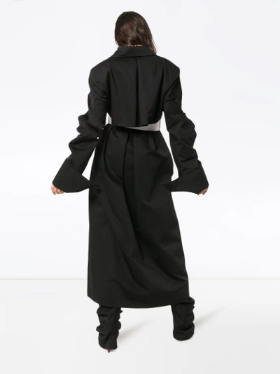 Shop Aleksandre Akhalkatsishvili Ruched Sleeve Cotton Trench In Black