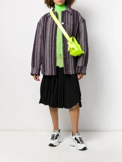 Shop Acne Studios Oversized Striped Jacket In Black