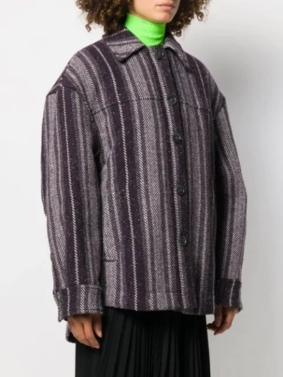 Shop Acne Studios Oversized Striped Jacket In Black