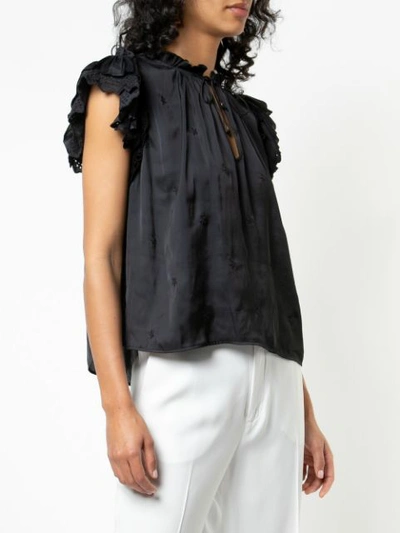 Shop Ulla Johnson Short Flutter Sleeves Top In Black