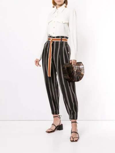 Shop Lee Mathews Madox Stripe Trousers In Black