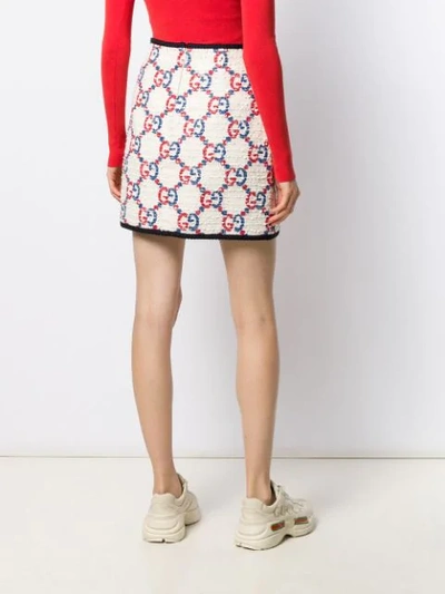 Shop Gucci Gg Tweed Mini Skirt In White