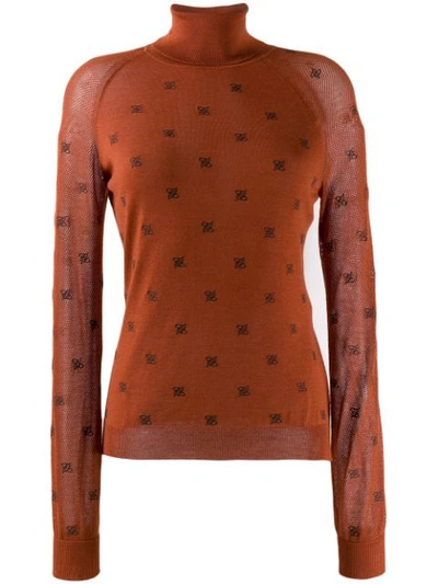 Shop Fendi 'ff' Pullover In Orange