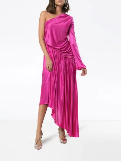 Shop Halpern One-shoulder-kleid In Pink