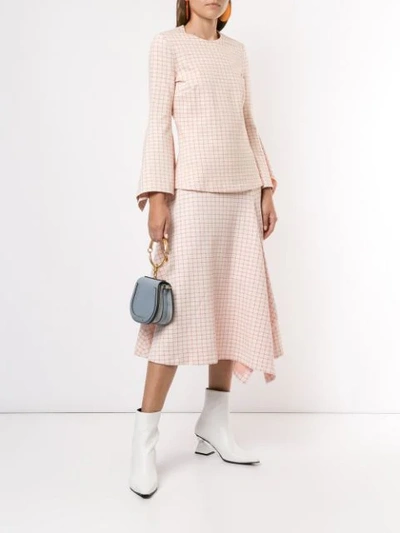 Shop Rosetta Getty Check Print Skirt In Pink