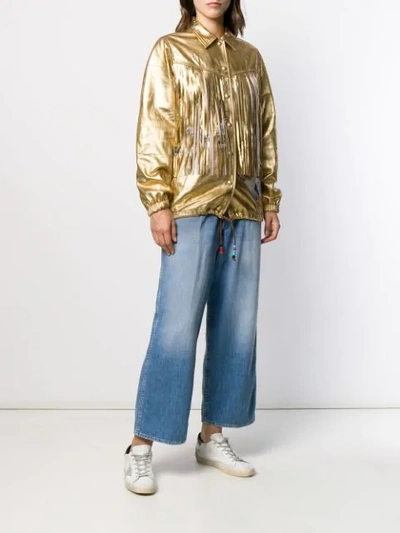 Shop Golden Goose Metallic Fringed Jacket In Gold