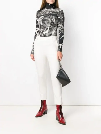 Shop Just Cavalli Printed Roll Neck Top In Black