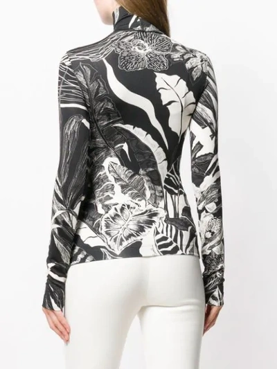 Shop Just Cavalli Printed Roll Neck Top In Black