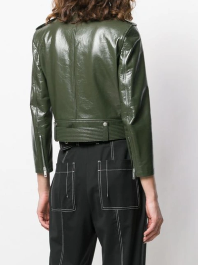 Shop Givenchy Zip Detailed Biker Jacket In Green