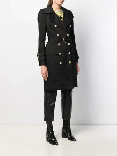 Shop Balmain Double-breasted Trench Coat In Black