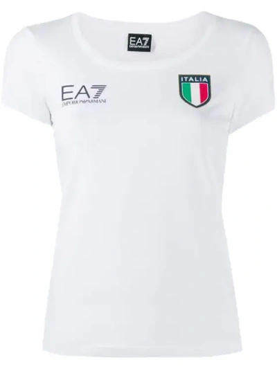 Shop Ea7 Italia Print T In 1100 White