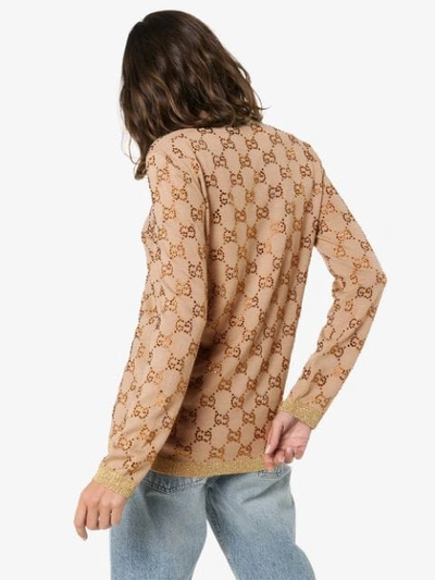 Shop Gucci Gg Logo Jacquard Sweater In Neutrals