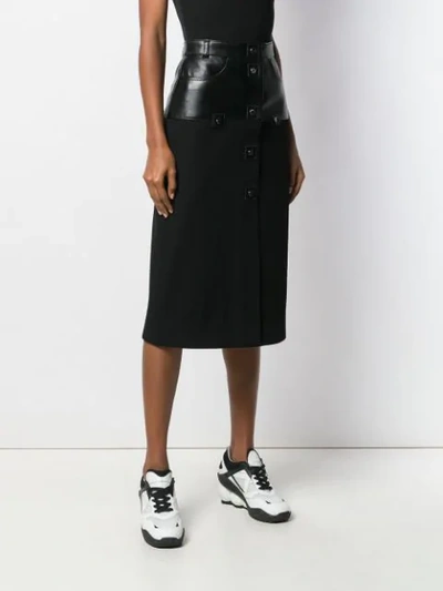 Shop Christopher Kane Ribbed Jersey Leather Skirt In Black