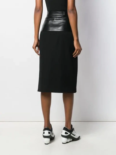 Shop Christopher Kane Ribbed Jersey Leather Skirt In Black
