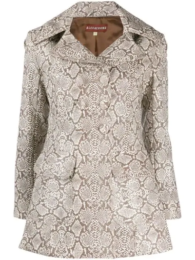 Shop Alexa Chung Snakeskin Effect Blazer In Neutrals