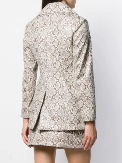 Shop Alexa Chung Snakeskin Effect Blazer In Neutrals