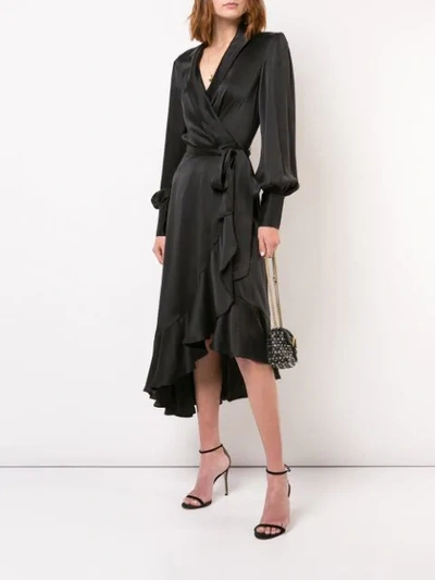 Shop Zimmermann Satin Wrap Dress - Black