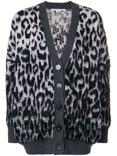 Shop Stella Mccartney Leopard Print Cardigan In Grey