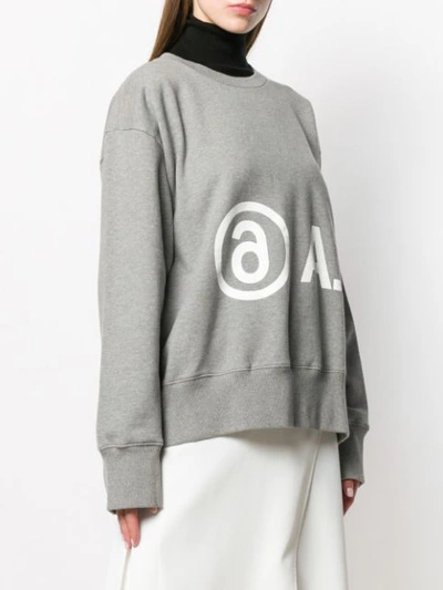 Shop Mm6 Maison Margiela Reversed Logo Oversized Sweatshirt In Grey