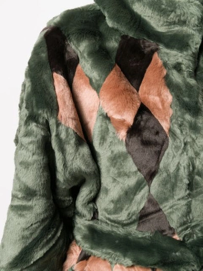 Shop Antik Batik Textured Furry Coat In Green