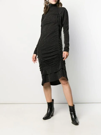 Shop Almaz Gathered Drawstring Midi Dress In Black