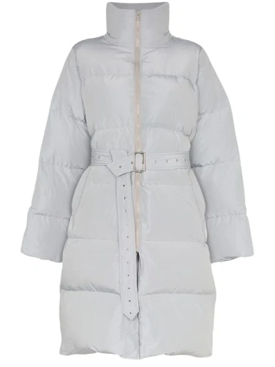 Shop Blindness Belted Mid-length Puffer Coat In Grey