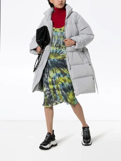 Shop Blindness Belted Mid-length Puffer Coat In Grey