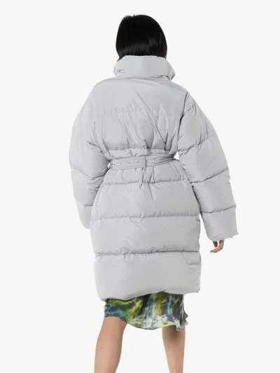 Shop Blindness Belted Mid-length Puffer Coat In Grey