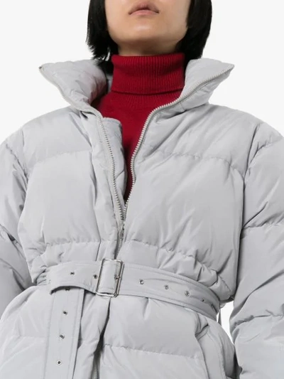 Shop Blindness Belted Mid-length Puffer Coat In Grey