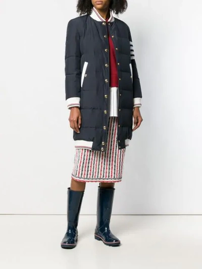 THOM BROWNE 4 条纹羽绒飞行夹克 - 蓝色