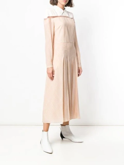 Shop Fendi Fitted Waist Midi Dress In Pink