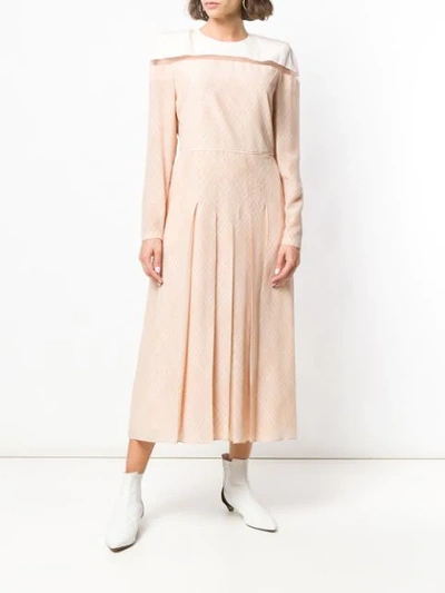 Shop Fendi Fitted Waist Midi Dress In Pink
