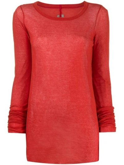 Shop Rick Owens Larry Long Sleeved Top In 133 Cardinal Red