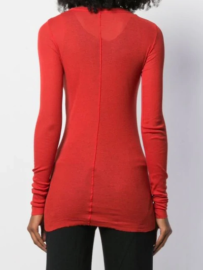 Shop Rick Owens Larry Long Sleeved Top In 133 Cardinal Red