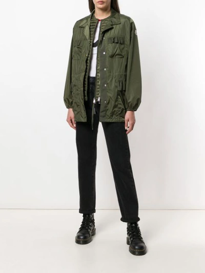 Shop Moncler Zipped Military Jacket - Green