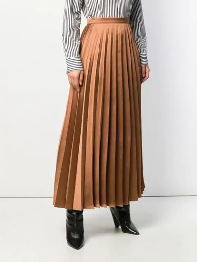Shop L'autre Chose Pleated Maxi Skirt In Brown