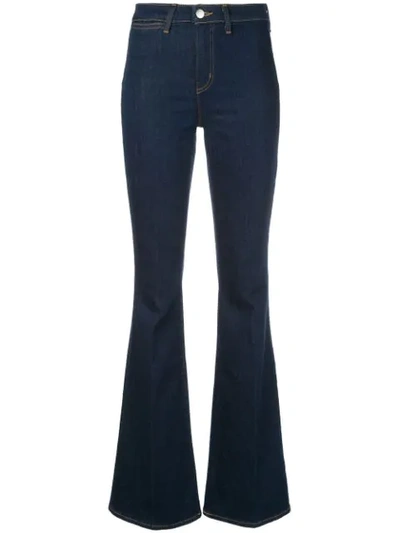 Shop L Agence High-waisted Flared Jeans In Blue